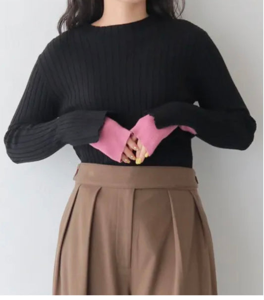 vingtrois 配色リブニット