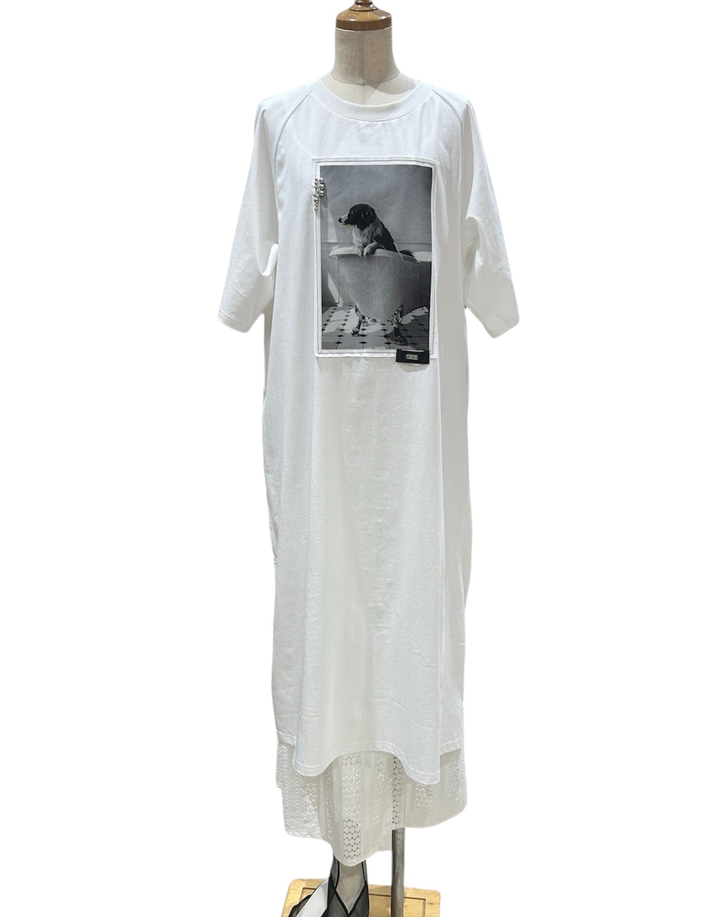 ◎Eimee Law レースインナー付モノクロフォトカットソーOP