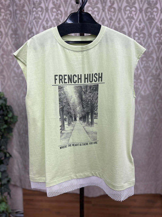 DOLLUPOOPS  FRENCH HUSHプリント配色TOPS