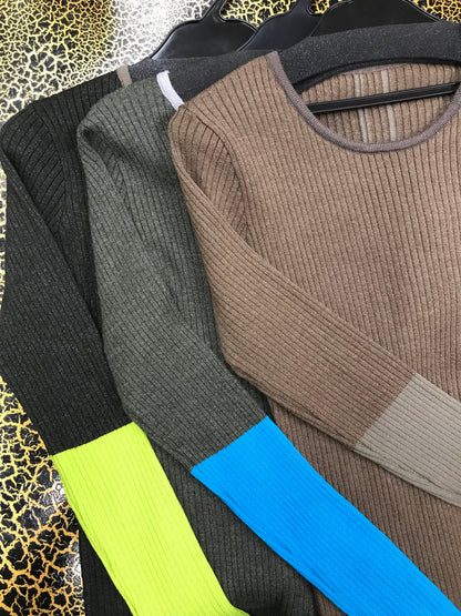 ブロック配色リブニット