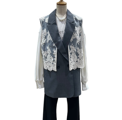 ◎Eimee Law レースレイヤードWボタンジレ