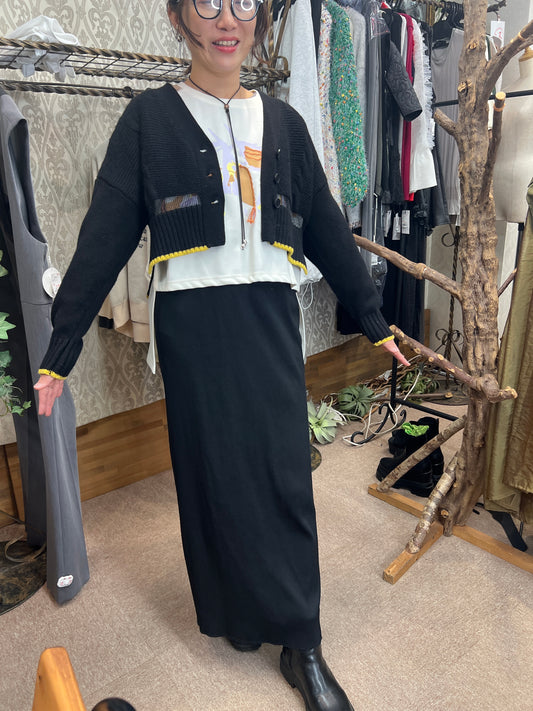 切替ショートニットカーディガン