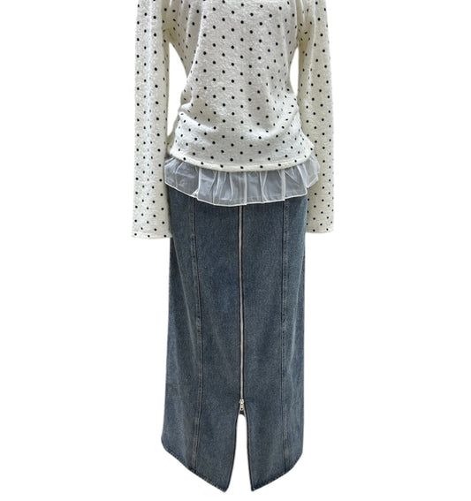 ◎フロントジップデニムスカート