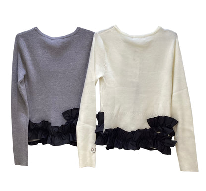 ◎【再入荷】Eimee Law ギャザーフリルヘムリブニットカーデ