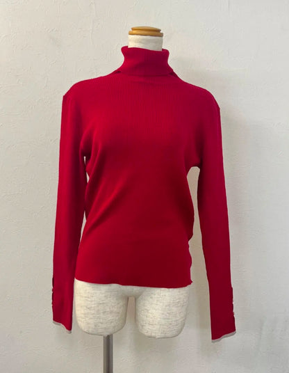 vingtrois 配色ラインタートルニット