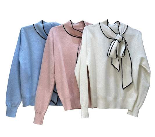 ◎パイピングリボンニット