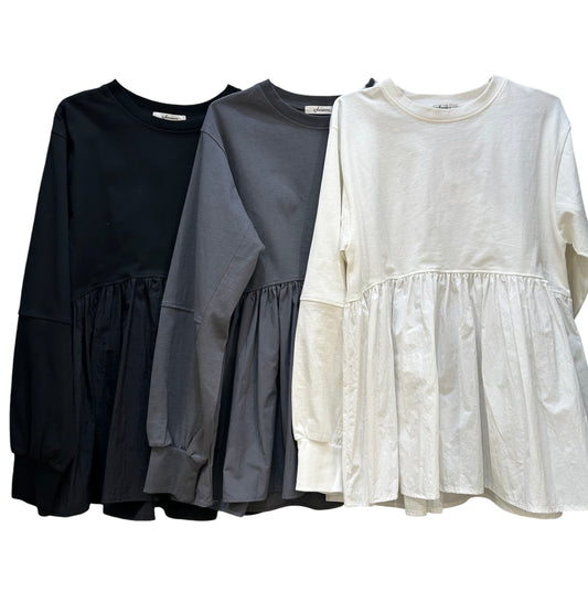 ◎布帛ドッキングティアードプルオーバー