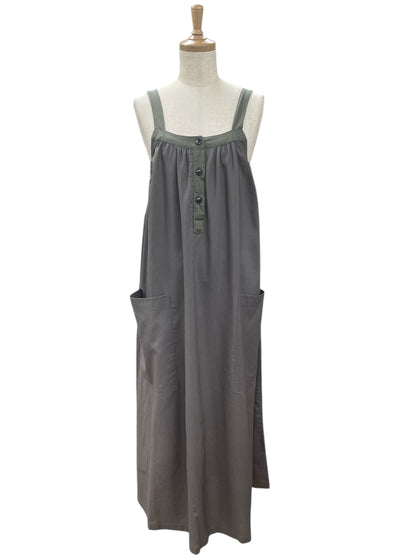 A.N.L レーヨン麻フロント釦ジャンスカ