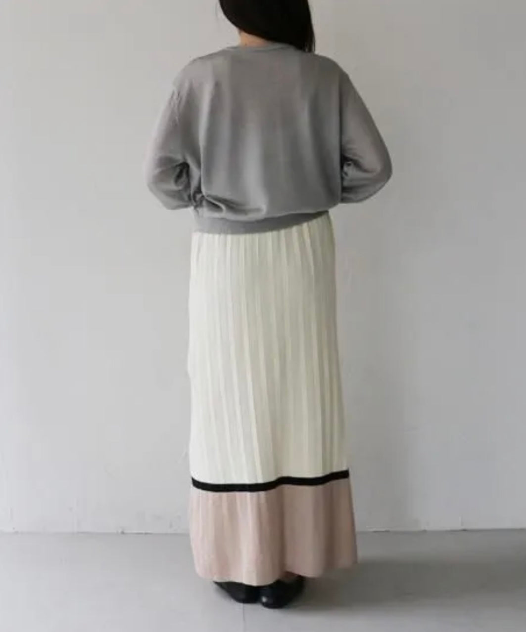 vingtrois リブニット配色プリーツSK