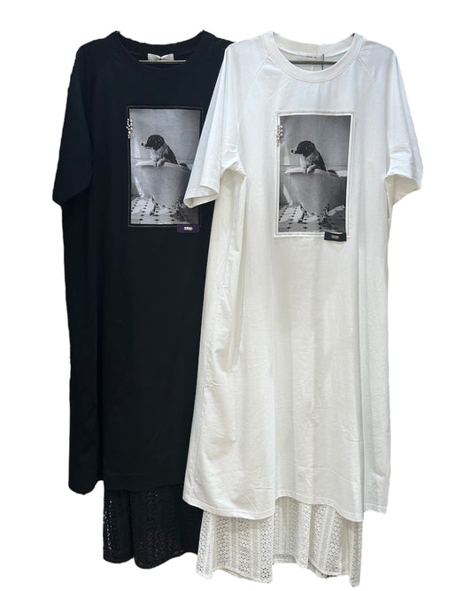 ◎Eimee Law レースインナー付モノクロフォトカットソーOP