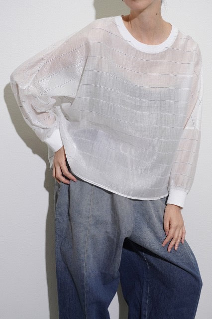 ☆【予約販売2月上旬〜2月中旬納期】CYANグロッシーシアーボーダーブラウス