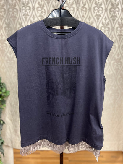 DOLLUPOOPS  FRENCH HUSHプリント配色TOPS