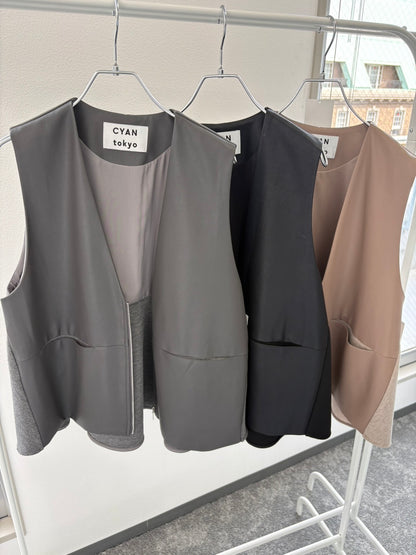 ☆予約CYANヴィーガンレザーフレアベスト【即日決済で次から使える10％還元クーポンもらえます】