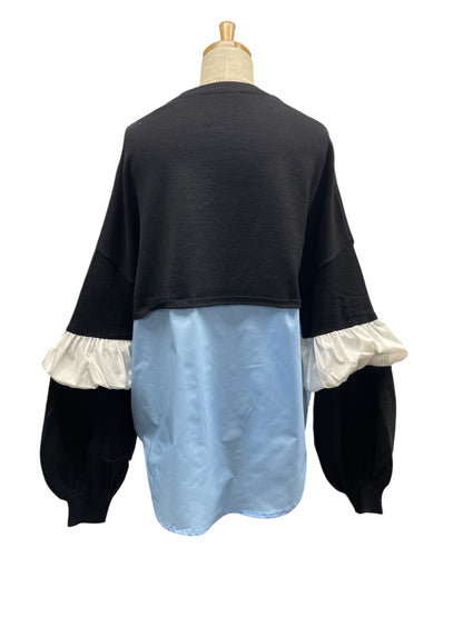 TEVALT 配色シャツレイヤードライクニットTOPS