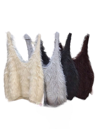 ◎【再再入荷】長毛フェザーショート丈ビスチェ
