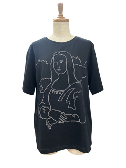 Anna Nicola モナリザ刺繍カットソー