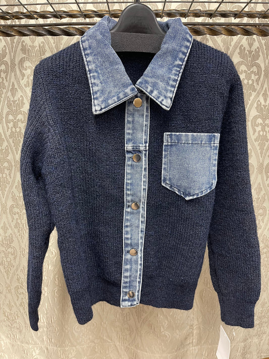 ポケット付デニムドッキングニットJK