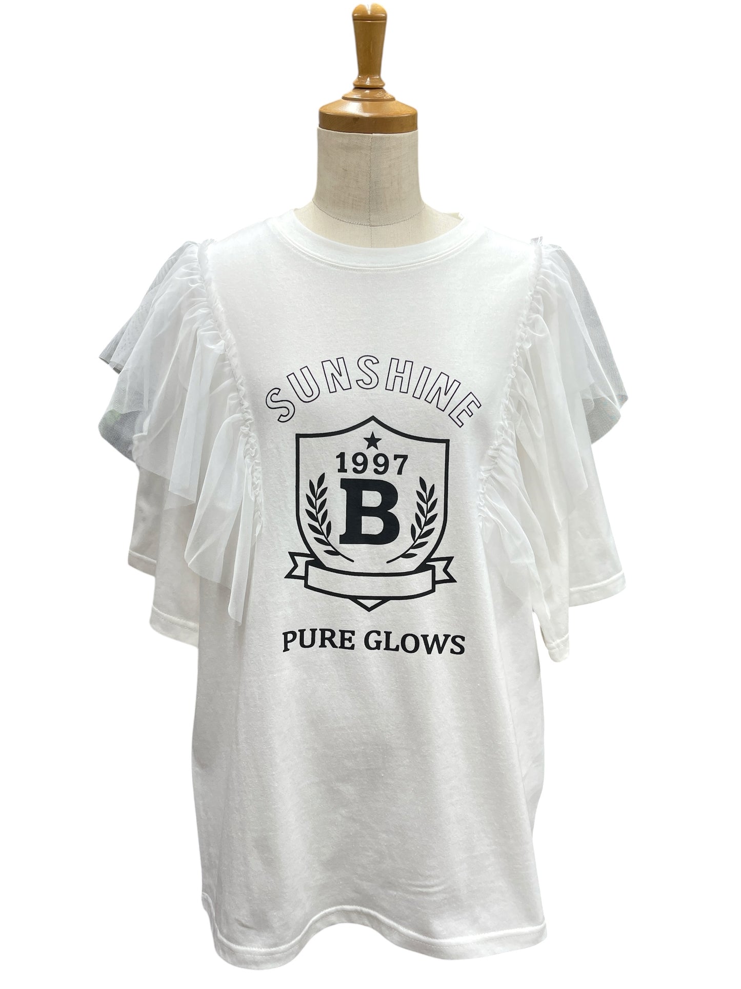 肩チュールロゴトップス