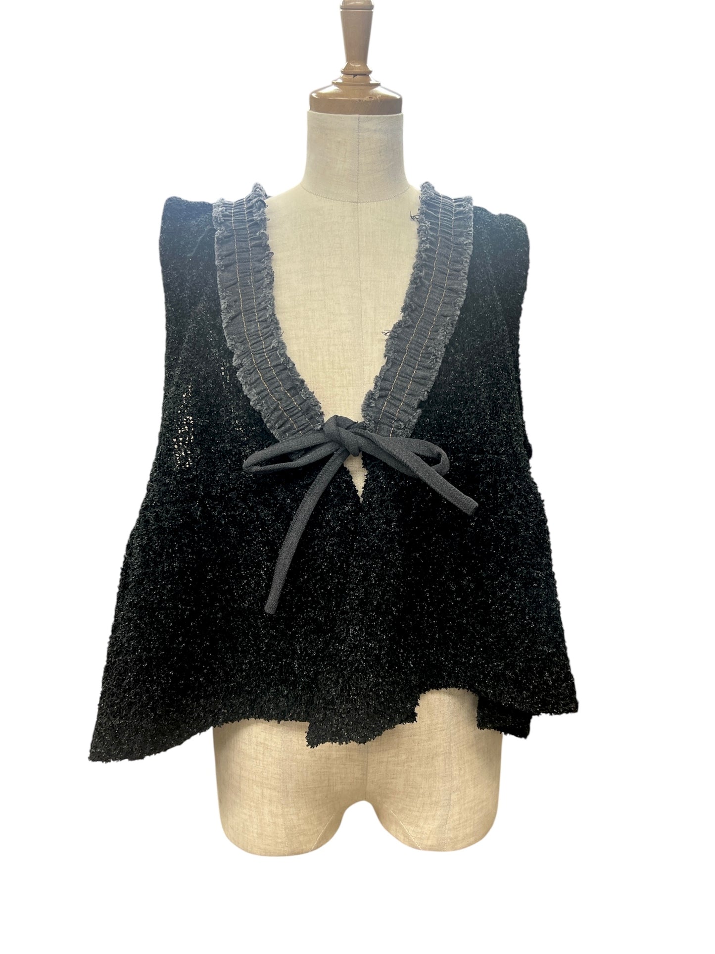 ATELIER SIX 7G フリンジヤーン+デニムベスト