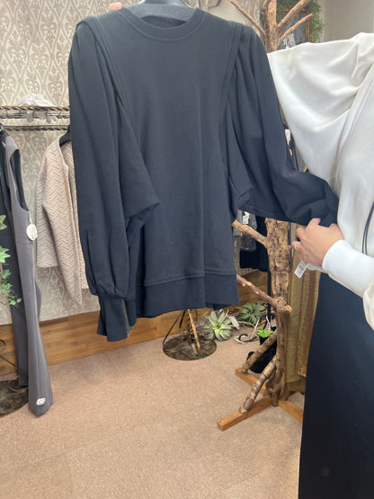 裏毛袖ボリュームトップス