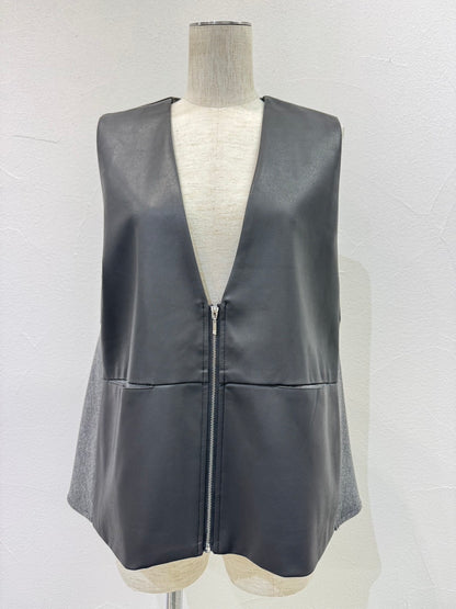 ☆予約CYANヴィーガンレザーフレアベスト【即日決済で次から使える10％還元クーポンもらえます】