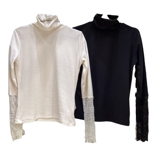 ◎ハイネック袖レース切替PO