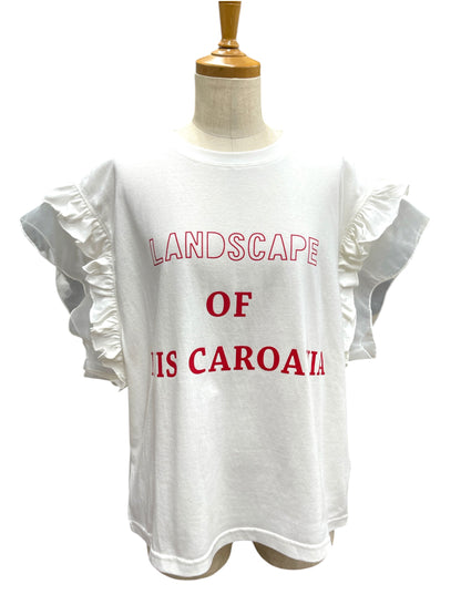 袖オーガンジーフリルトップス