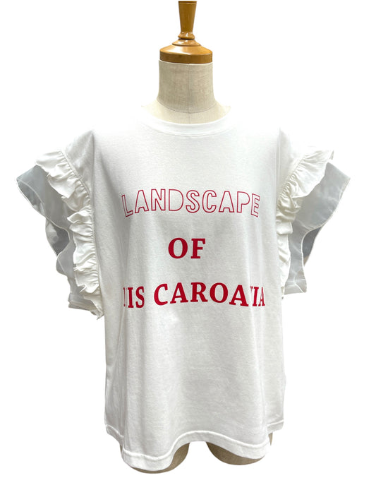 袖オーガンジーフリルトップス