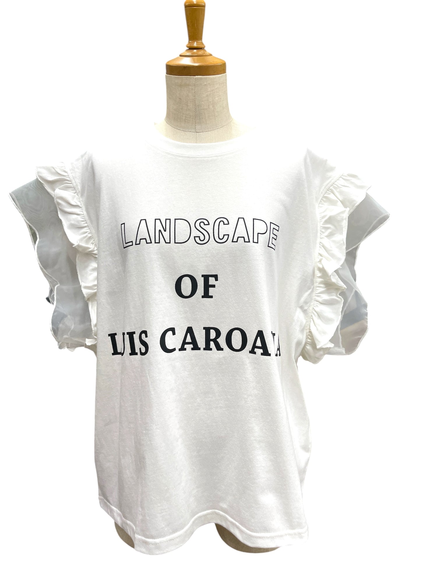 袖オーガンジーフリルトップス