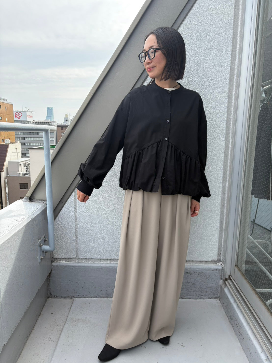 ☆予約CYANギャザーバルーンシャツ【即日決済で次から使える10％還元クーポンもらえます】