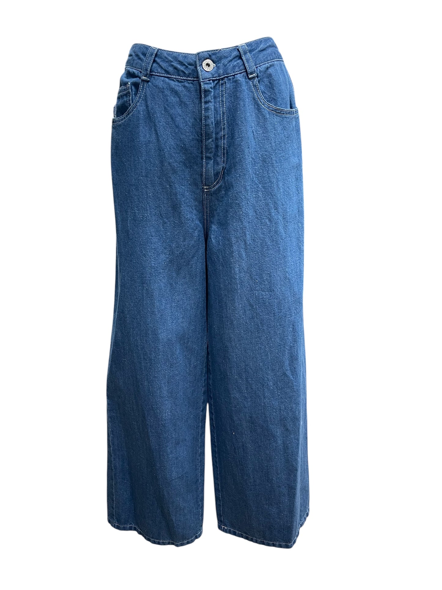 C'EST MOIJEU blue コットンリネンデニムパンツ