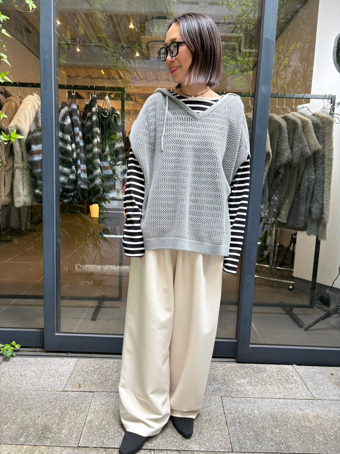 予約☆Siro　メッシュフーディニットベスト【即日決済で次から使える10％還元クーポンもらえます】