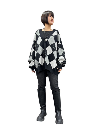 【予約商品11月末〜12月初】ayane アーガイルニットカーディガン