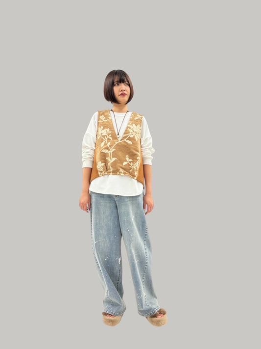 【予約商品】ayane ペイント加工バレルレッグデニムPT