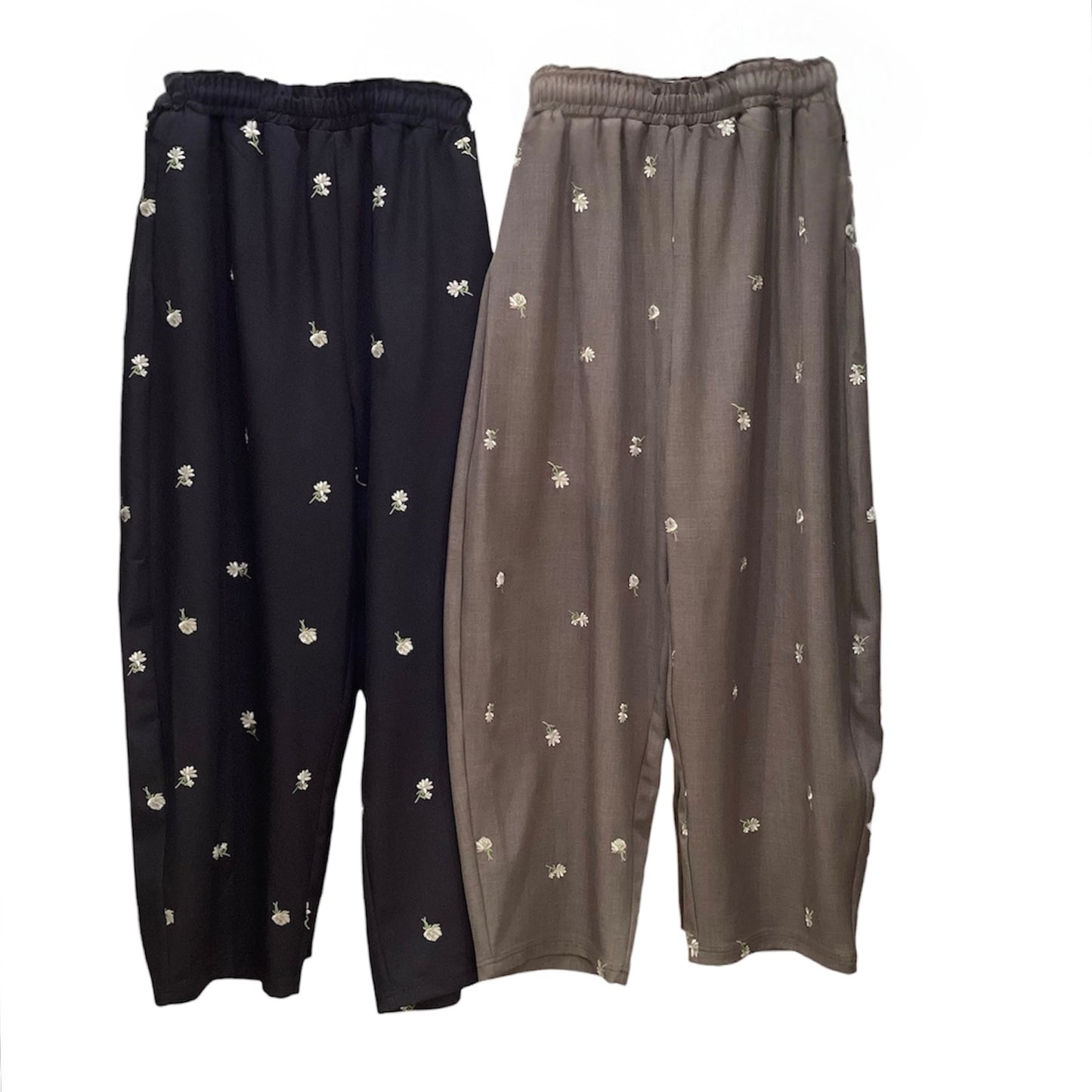 ◎小花柄刺繍コクーンイージーPT