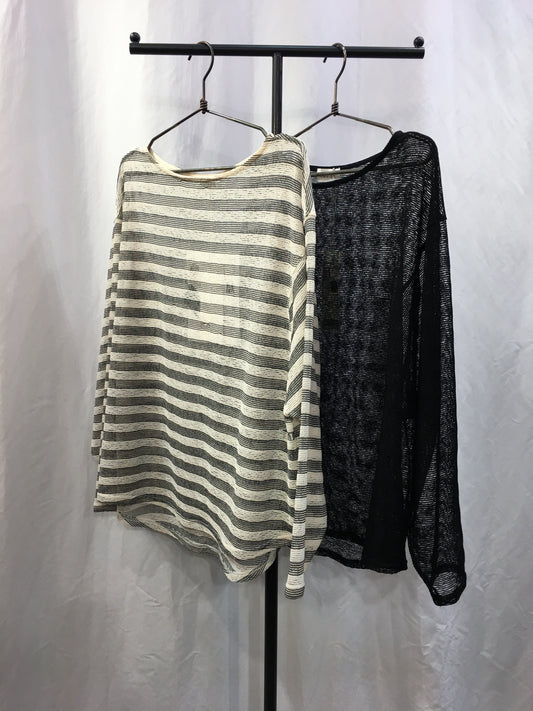 ☆ROSIEE ボーダーメッシュルーズTops【予約商品　6/20頃入荷予定】