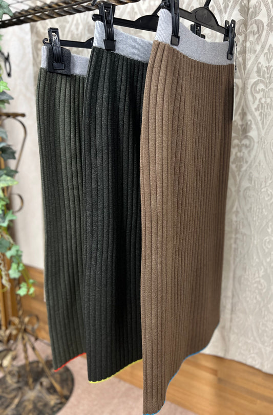 カラーヘムワイドリブニットタイトSK