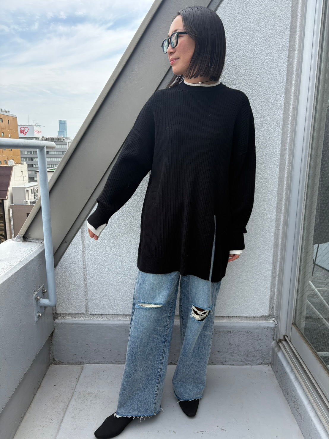 ☆予約CYANアシメスリットレイヤーリブニット【即日決済で次から使える10％還元クーポンもらえます】