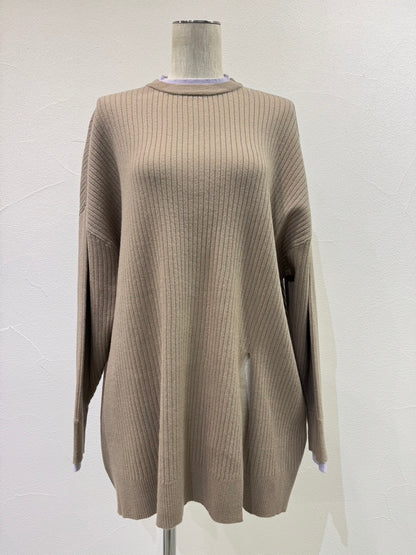 ☆予約CYANアシメスリットレイヤーリブニット【即日決済で次から使える10％還元クーポンもらえます】