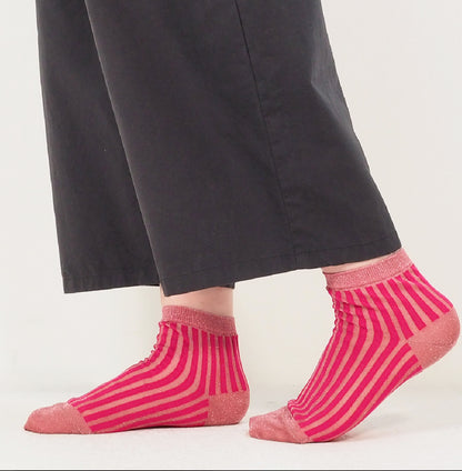 andètte 25SS現物　　　　　　　シースルーストライプラメショートソックス