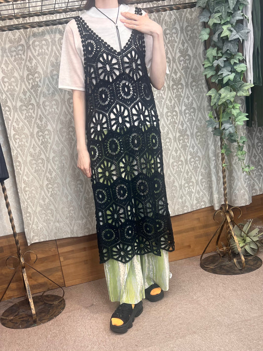かぎ針ロングベスト