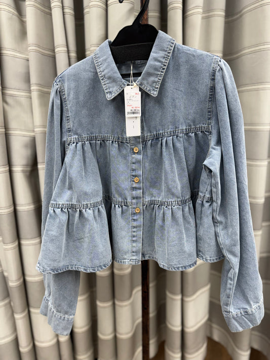 aura de attire byエピデミーク　デニムティアードショートジャケット