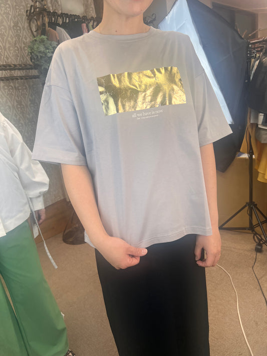ドライタッチコットン箔プリントTシャツ
