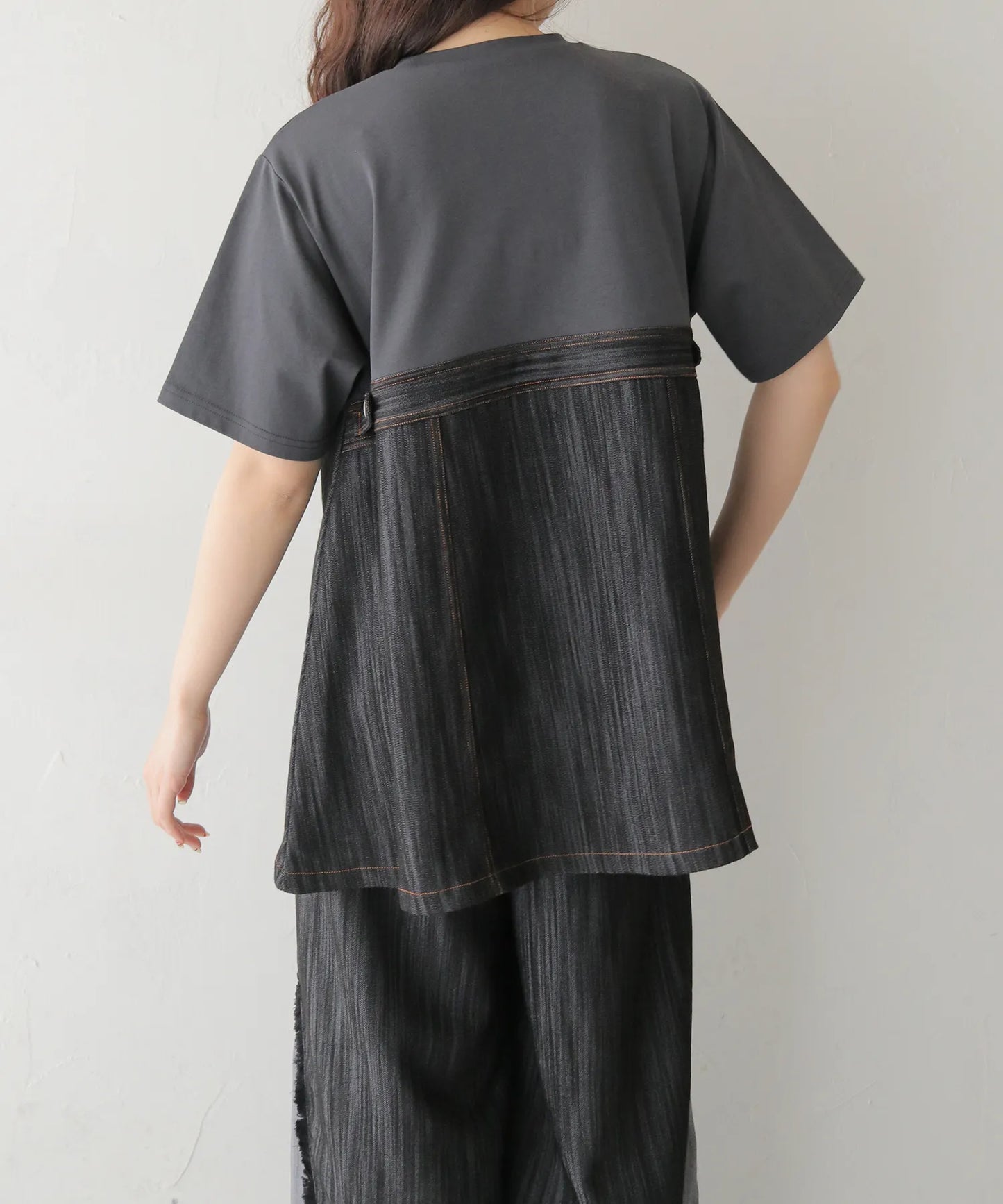 Vingtoris デニムライクドッキングTシャツ