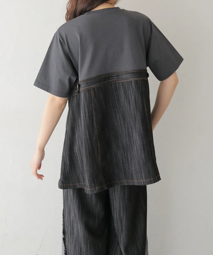 Vingtoris デニムライクドッキングTシャツ