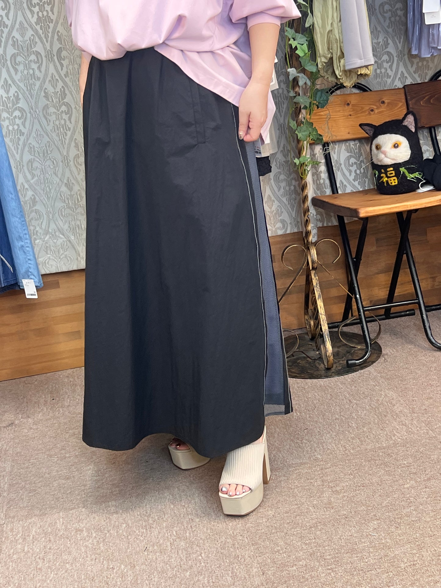 サイドメッシュナイロンスカート