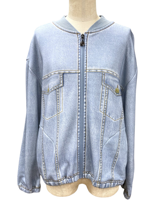 C'est moijeu blue 転写プリントボンバーブルゾン