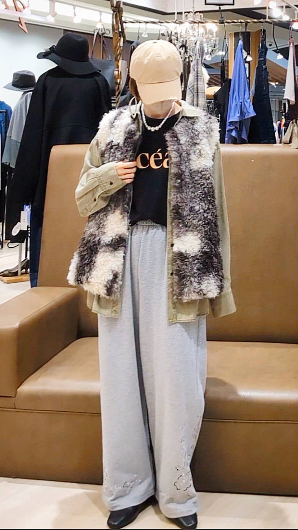 ◎フラワーカットワーク刺繍裏毛ルーズPT