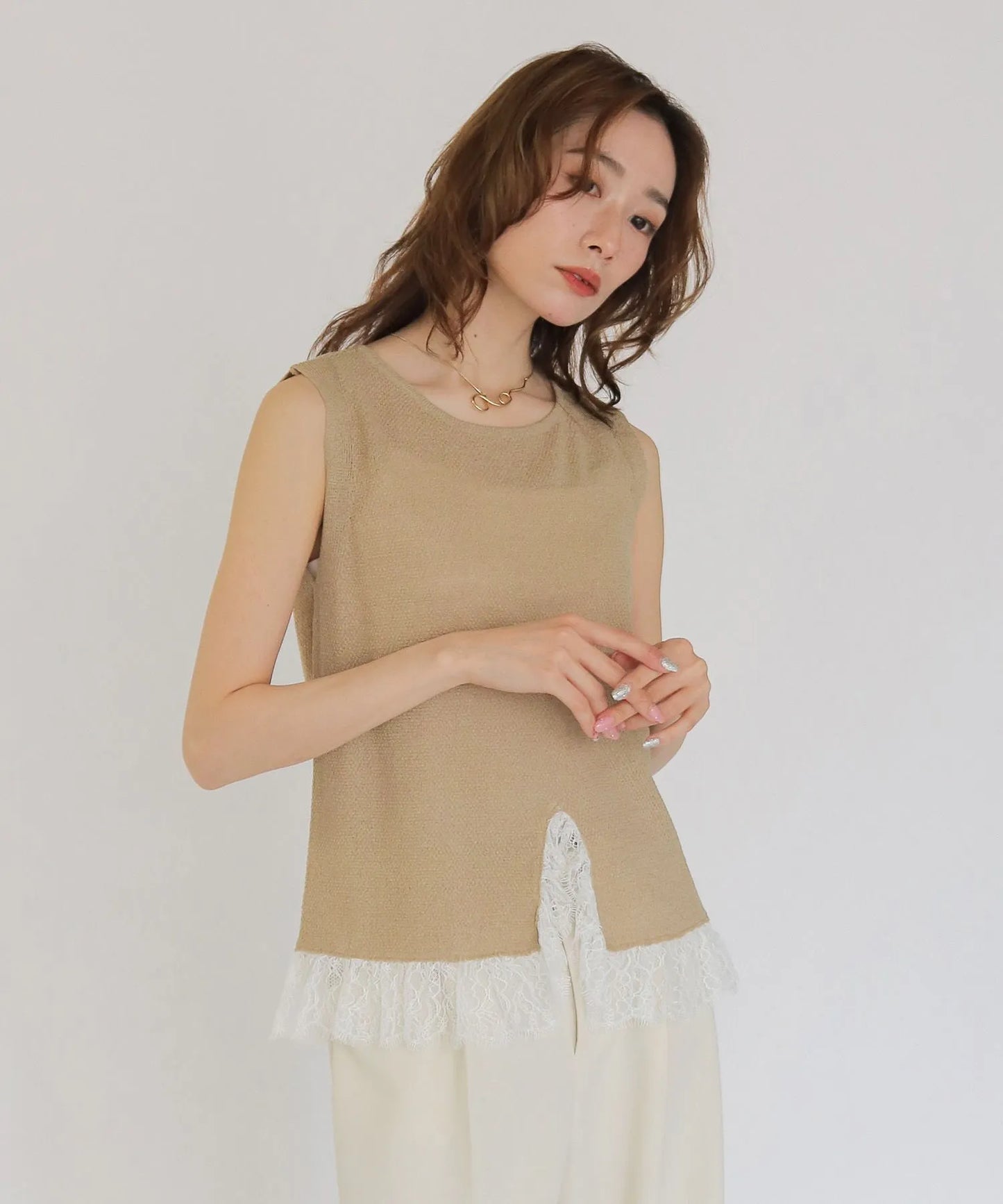 CLEIO レースドッキングニット