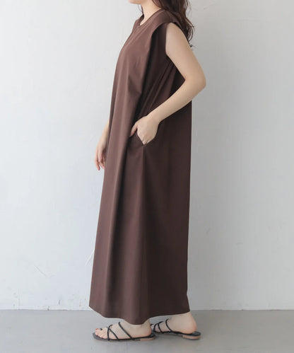 vingtrois ドライタッチコットン肩タックワンピース